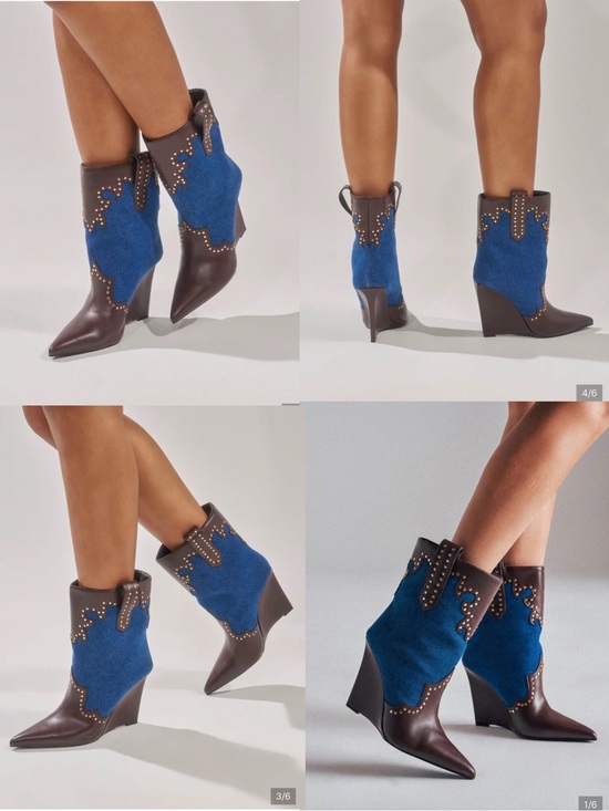 AKIRA Shoes - AKIRA AZALEA WANG TALLULAH DENIM WEDGE WESTERN BOOTIE Size 66